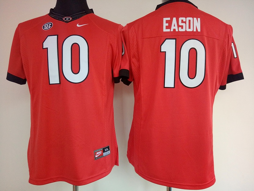 NCAA Womens Georgia Bulldogs Red #10 eason jerseys->women ncaa jersey->Women Jersey